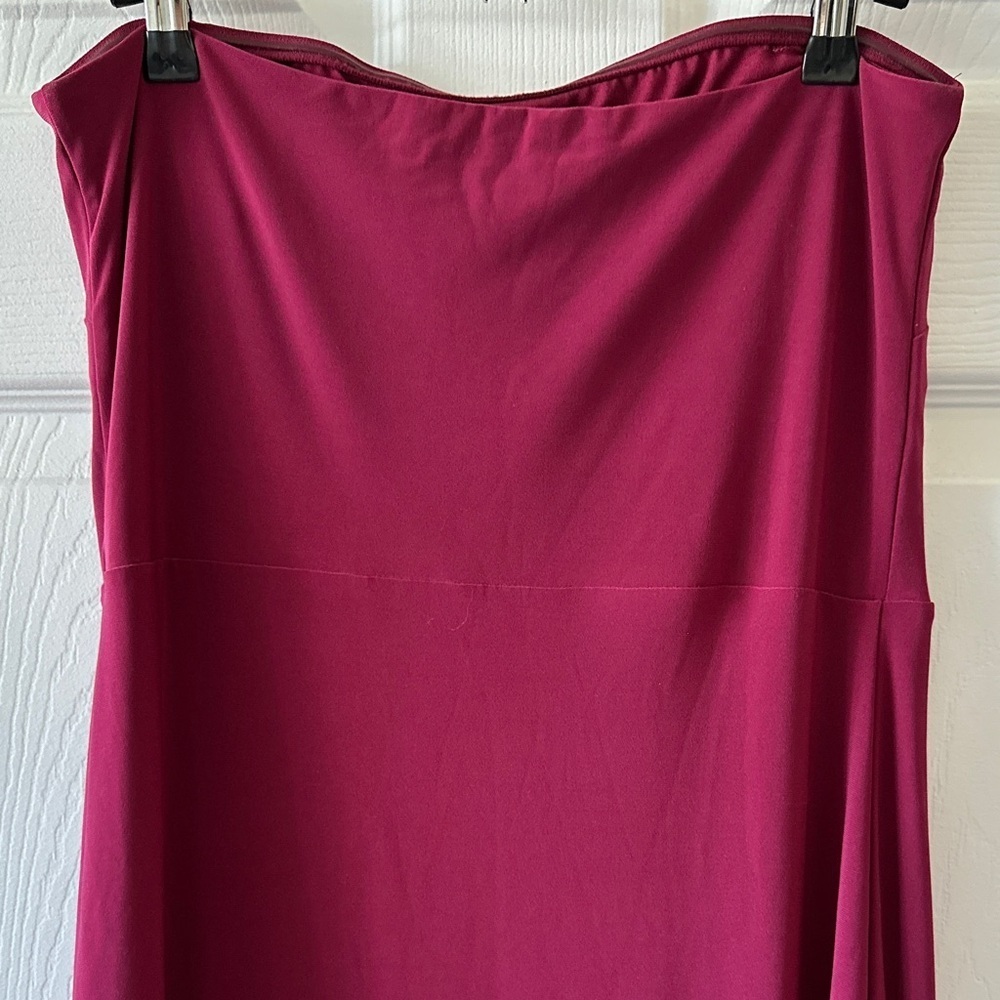 Express Strapless Asymmetrical Ruffle Maxi Dress, Fuchsia, Size Medium - Picture 12 of 15